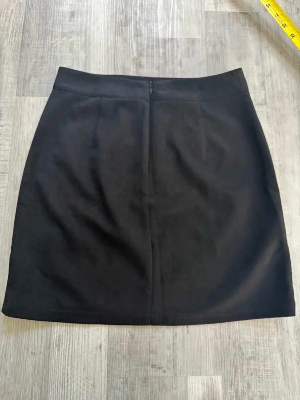 Mangopop Black Faux Suede Mini Skirt‎ with Panel Detailing